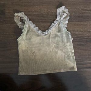 Cute lace lined cropped tank